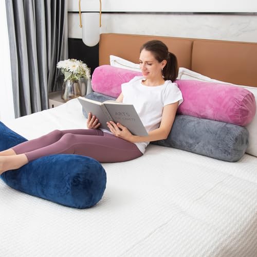 Memory Foam Round Body Pillow - 47x7.87 Inches Velvet Cover