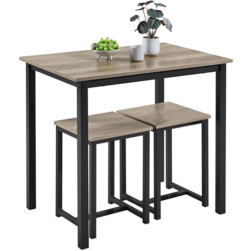 3-Piece Small Dining Table Set for 2, Space-Saving Kitchen Table with Stools