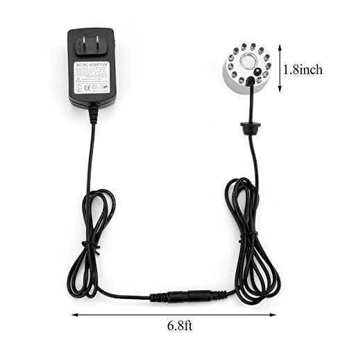 Ultrasonic Mist Maker Fogger with 12 LED Lights for Ponds and Fountains