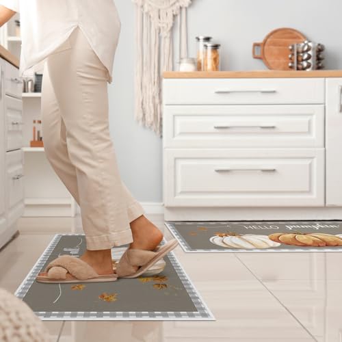 3-Piece Fall Pumpkin Kitchen Rug Set, Non-Slip Autumn Harvest Floor Mats