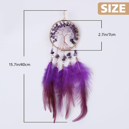 Tree of Life Crystal Dream Catcher for Car Rear View Mirror Hanging Decor