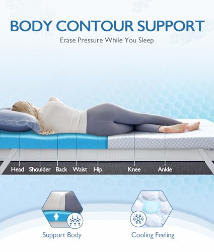 SINWEEK 2 Inch Twin Cooling Memory Foam Mattress Topper with Cover