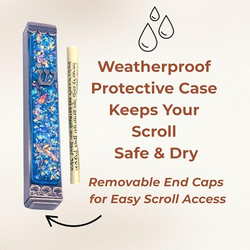 Sparkling Art Glass Mezuzah Case, 3.75-Inch Weatherproof Indoor Outdoor Mount