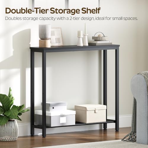 Narrow Console Table, 2-Tier Small Sofa Table for Entryway, 29.5-Inch