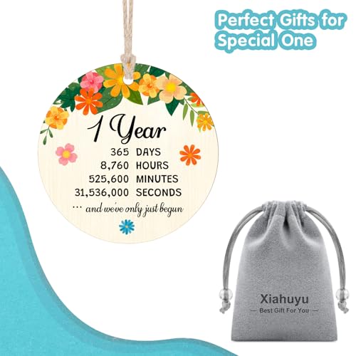 First Anniversary Wooden Ornament – 8cm x 8cm Hanging Christmas Couple Gift