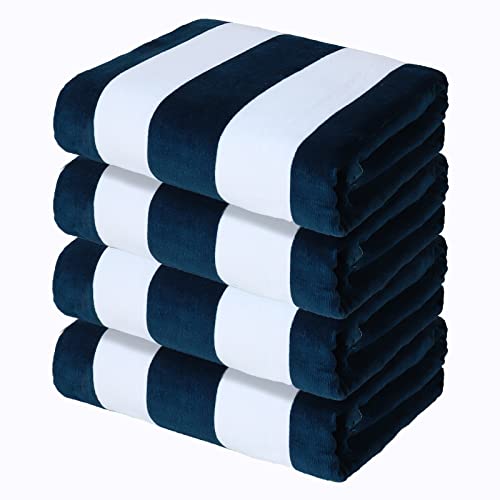 Oversized Cotton Beach Towels 4-Pack, 35x70 Inch Cabana Striped Pool Towels