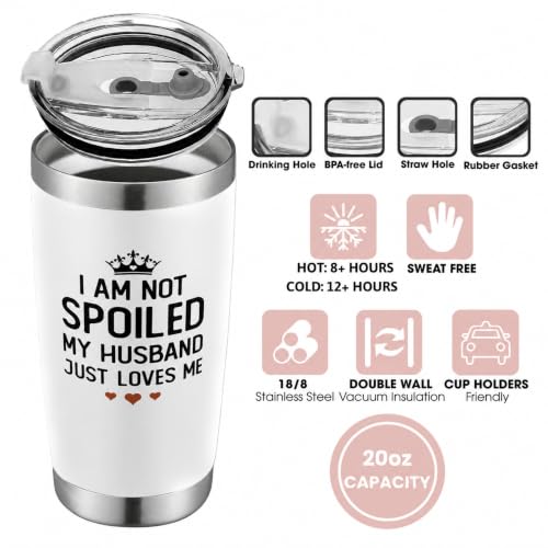20 Oz White Wife Mug Tumbler - Anniversary & Birthday Gift from Husband