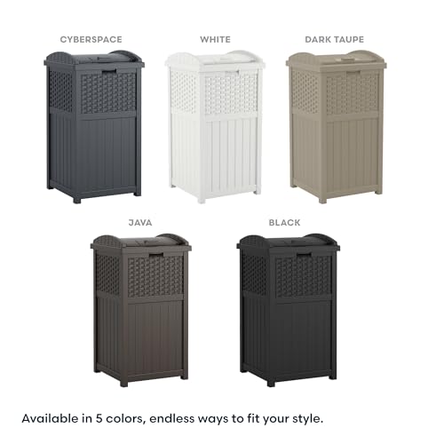 Outdoor Resin Trash Can 33 Gallon Hideaway with Lid for Patio and Yard