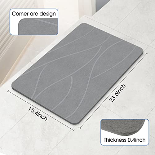 VEELOIM Stone Bath Mat, Fast Drying Diatomaceous Earth Shower Mat Grey