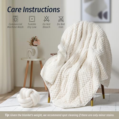 Weighted Blanket for Adults 15lbs, 60x80 Inch Sherpa Fleece Throw Blanket