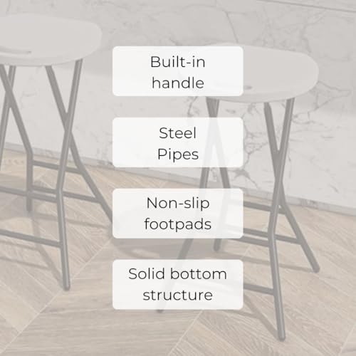 30-Inch Folding Bar Stool, Heavy Duty Portable Plastic Chair with Footrest