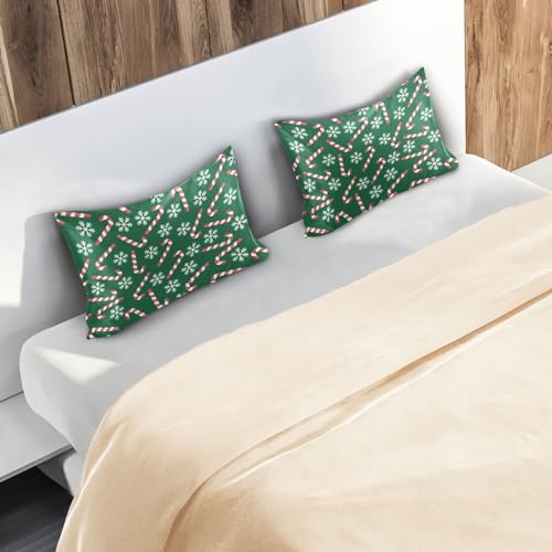 Dalzium Christmas Satin Pillowcase for Hair & Skin - Candy Canes Snowflakes, Standard 20x26