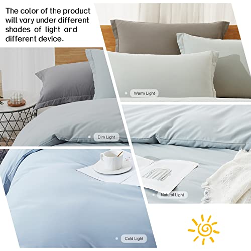 Washed Microfiber Queen Duvet Cover Set with Zipper & Corner Ties