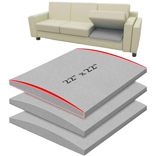 Sofa Cushion Support for Sagging Seats - 22x22 Inch High-Density Foam (3 Pack)