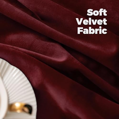 BGment 52W x 78L Velvet Curtains Set of 2 | Burgundy Red, 78 Inches Long, 5 Back Tabs