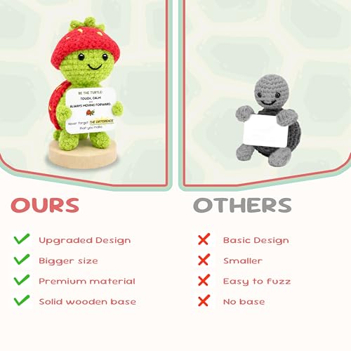 Handmade Positive Crochet Turtle Emotional Support Plush with Message Card