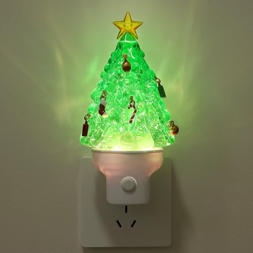 Xanqinluma Christmas Tree Night Light 1 Pack Wall Plug & USB Decor for Bedroom Living Room