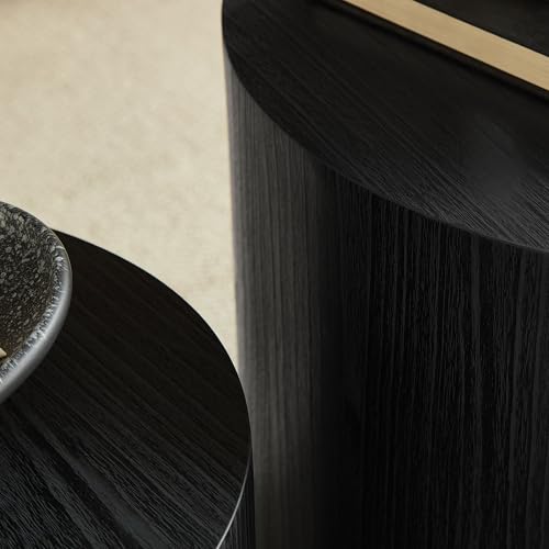 Set of 2 Round Nesting Coffee Tables - Modern Oak Wood Accent End Tables