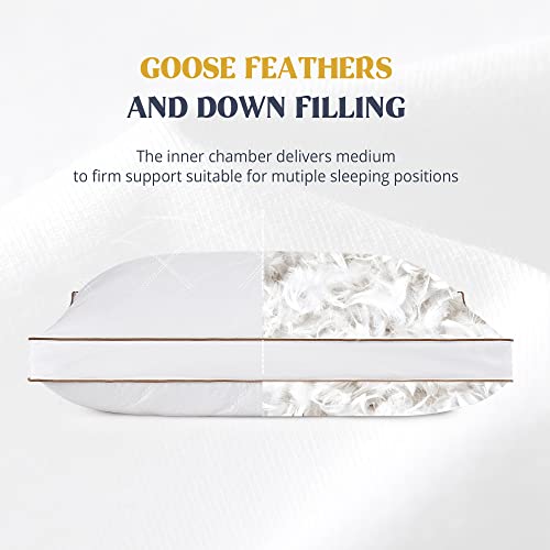 puredown Gusseted Goose Feather & Down King Bed Pillows - Set of 2