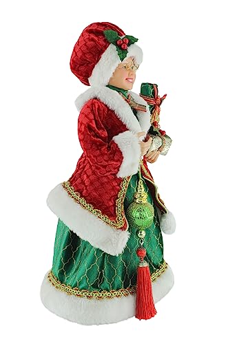 Mrs. Claus Christmas Decor Figurine - Traditional Red & Green Holiday Ornament