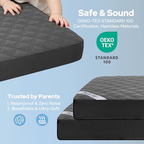 BEDLORE Waterproof Crib Mattress Protector 2-Pack - 52" x 28" Noiseless Cover