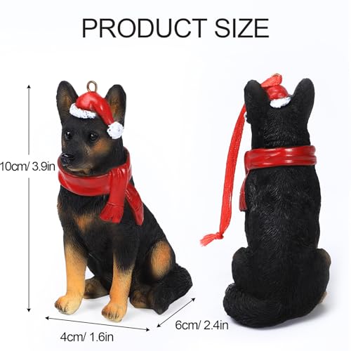 Yellow Black German Shepherd Christmas Ornament Holiday Dog Resin Figurine, 4 Inch