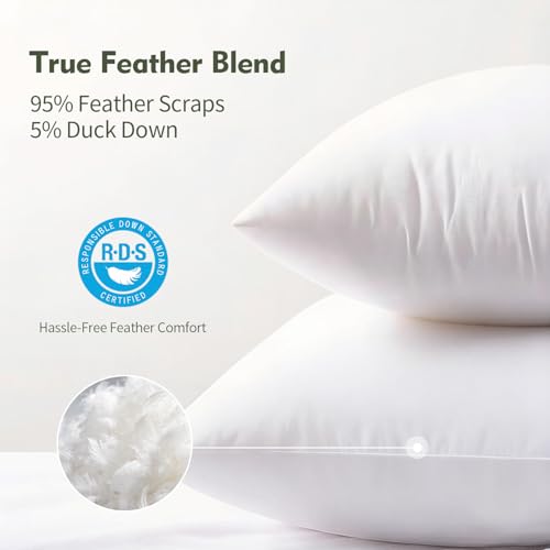 14x24 Inch Feather Down Throw Pillow Insert, Soft Hypoallergenic Cushion