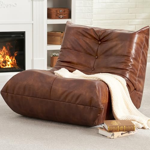 Ergonomic Memory Foam Floor Chair - Faux Leather Bean Bag Lounger