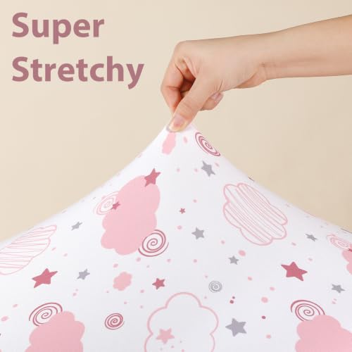 Soft Fitted Baby Crib Sheets 3-Pack for Standard Mattress, 52x28 Inch Pink