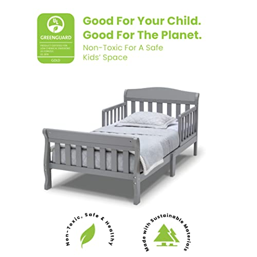 Canton Wooden Toddler Bed with Safety Guardrails - GREENGUARD Gold, Grey