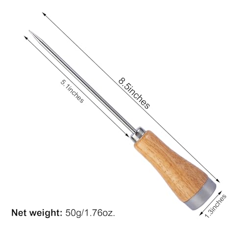 Wooden Handle Ice Pick for Bartenders, Stainless Steel Chiseling Ice Tool