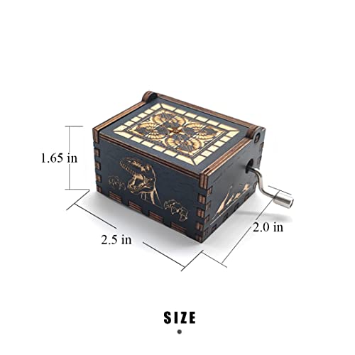 Vintage Hand-Crank Wooden Music Box - Dinosaur Theme Gift