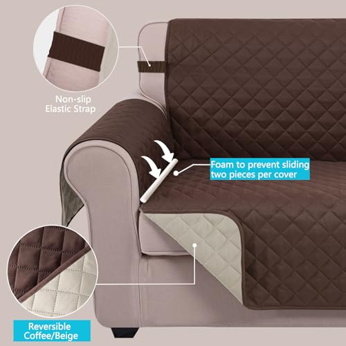 Reversible Water-Repellent Sofa Cover for 3-Cushion Couch (68 Inch)
