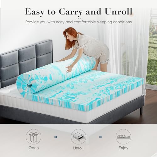 DUMOS 3-Inch Cooling Gel Memory Foam Mattress Topper - King Size