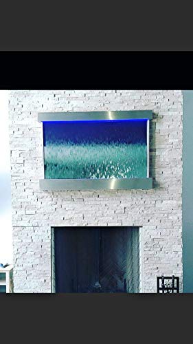 XXL 50" x 35" Stainless Steel Wall Fountain with Color-Changing Lights