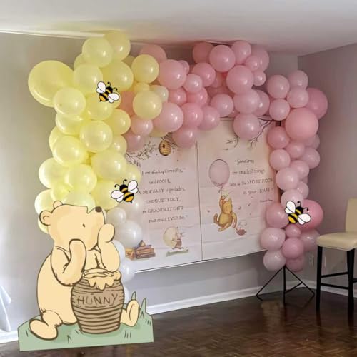 131-Piece Pink Bear Baby Shower Decoration Set with Balloon Arch & Stand