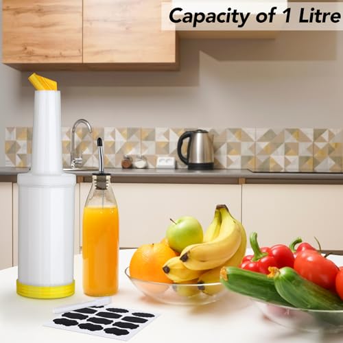 Ruisita 4-Pack 34oz Plastic Juice & Liquor Pour Bottles with Stainless Steel Spouts - Multicolor Bar Containers
