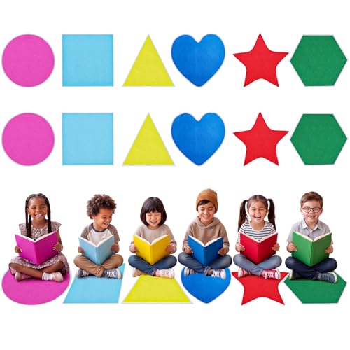 12-Piece Classroom Carpet Seats - Non-Slip Geometric Shape Mats for Kids