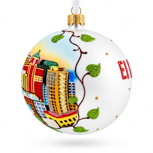 BestPysanky 4-Inch Hand-Painted Glass Christmas Ornament - El Paso, Texas