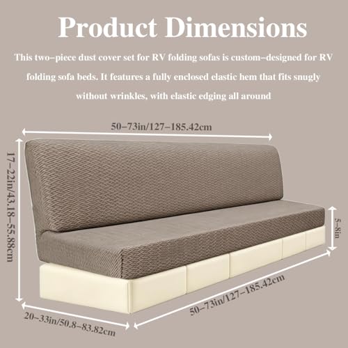 Waterproof RV Couch Covers for Jackknife Sofa Bed - Khaki