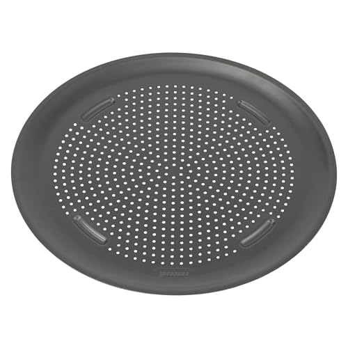 Perforated Nonstick Carbon Steel Pizza Pan with Cutting Guides, 15.75-Inch