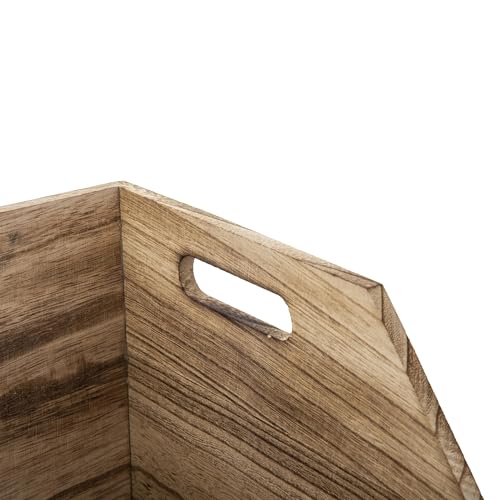 Natural Wood Stackable Storage Bins, Open Front Organizing Crates, Set of 2