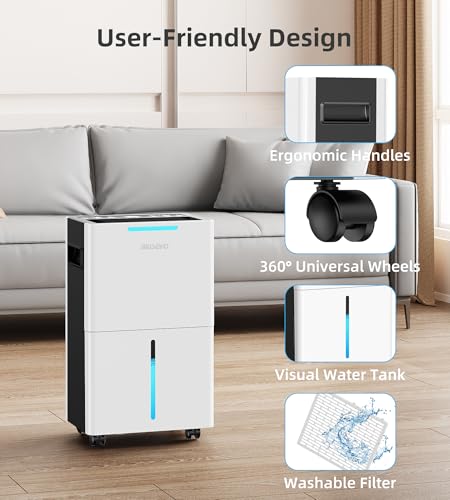 21 Pint Dehumidifier for Basement and Home with Drain Hose