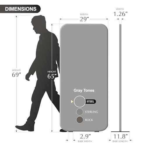 Portable Standing Room Divider, 29x65 Inch Steel Privacy Partition Panel