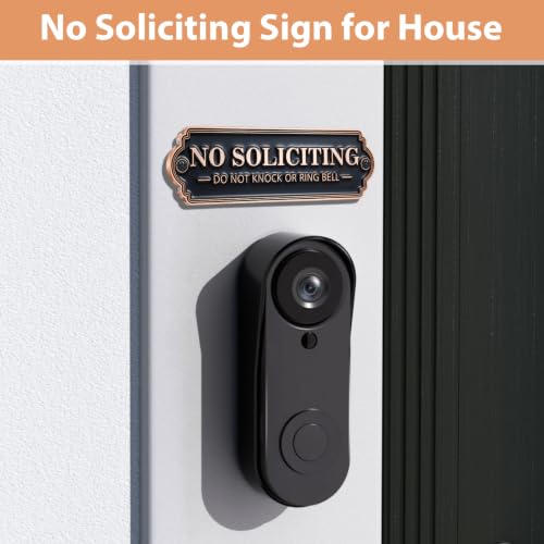 Solid Brass No Soliciting Sign - Weatherproof Metal Wall Plaque for Home