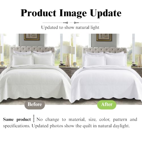 MarCielo 100% Cotton Oversized King Bedspread Quilt Set - 3 Piece