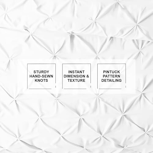 Queen Size Pinch Pleated Duvet Cover - 100% Egyptian Cotton, 600 Thread Count, Zipper Closure, 90" x 90" (White)