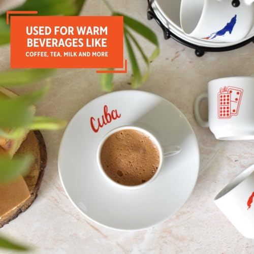 IMUSA Cuban Themed Espresso Coffee Set with Rack, 8 Pieces, 1.5 Oz Cups