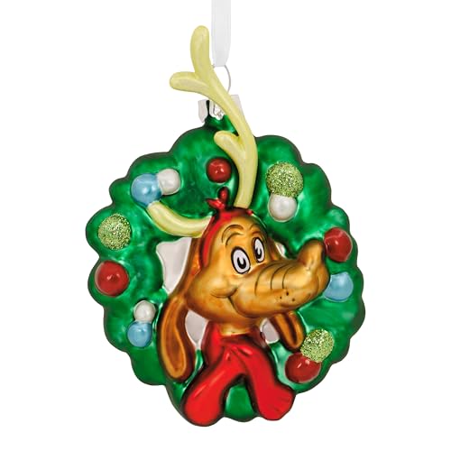 Hallmark Dr. Seuss Grinch Max in Wreath Christmas Ornament - Figural Max in Wreath