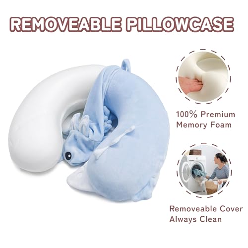 Memory Foam Travel Neck Pillow - 360-Degree Support for Car & Airplane